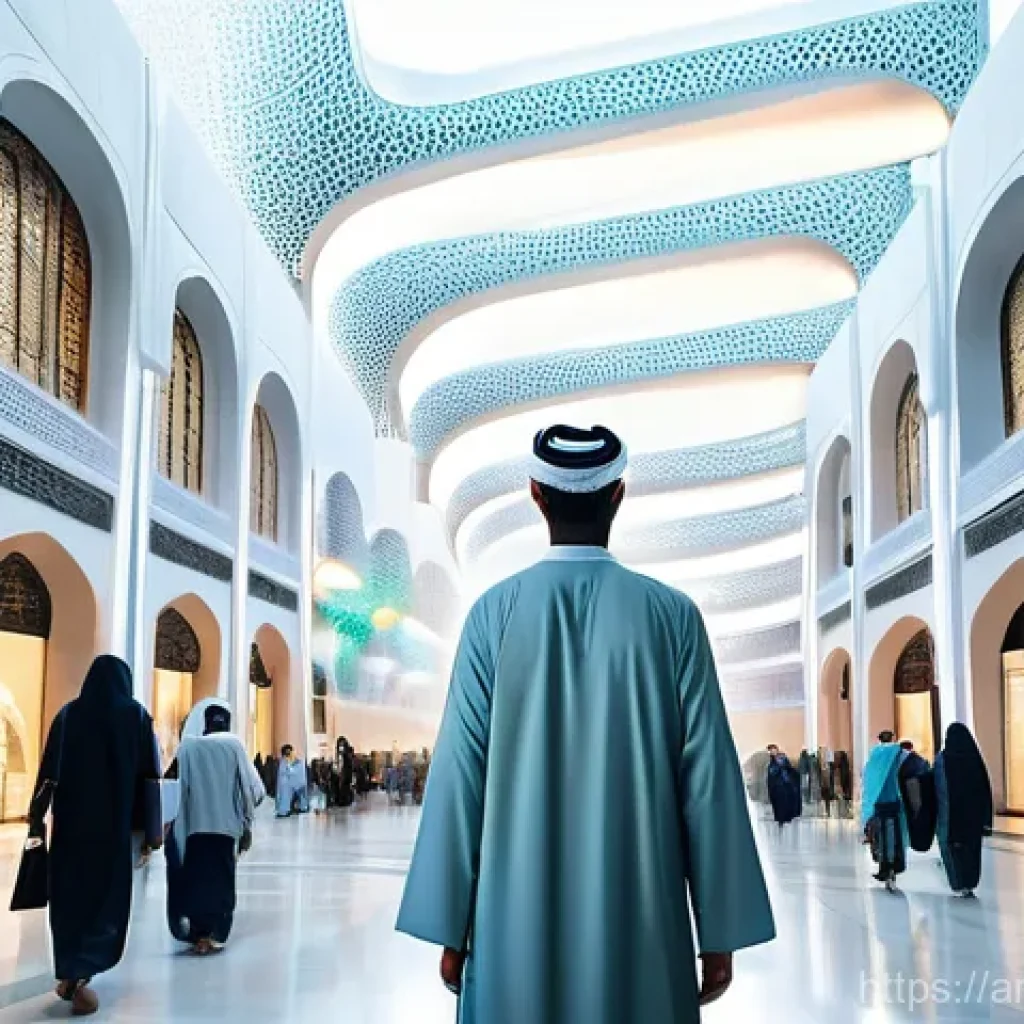 수렴적 사고에서의 피드백 활용법 - **"Convergent Clarity in a Digital Bazaar"** A focused individual, elegantly dressed in modest, ...