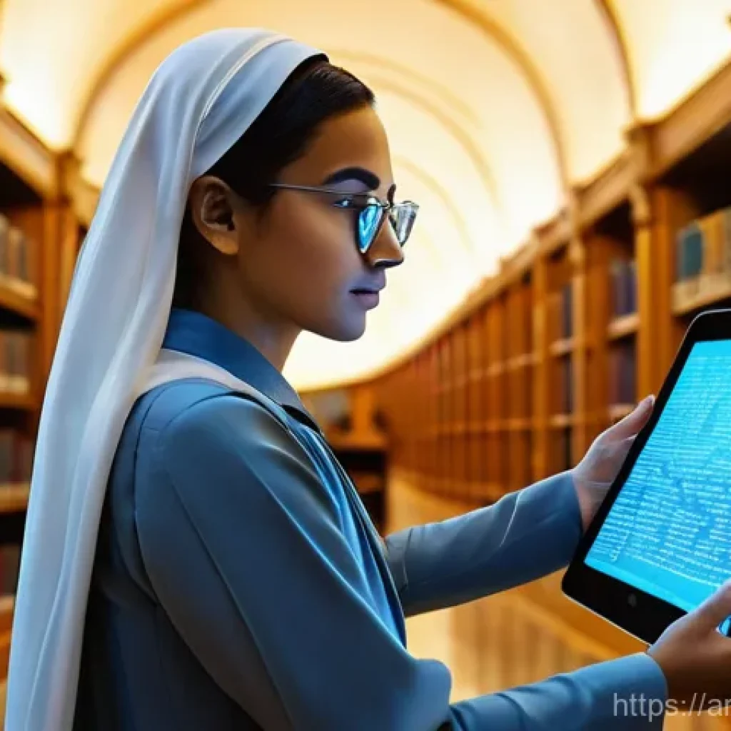 수렴적 사고 향상을 위한 자주 묻는 질문 - **Digital Knowledge Treasure Hunt:** A curious young Arab man or woman, modestly dressed in modern, ...