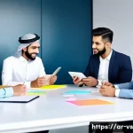 수렴적 사고 및 문제 해결 기법 - A diverse group of Arab professionals gathered around a modern conference table in a bright office, ...