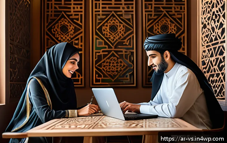 수렴적 사고의 적용을 위한 실용 지침 - A modern Arabic professional workspace scene featuring a young Middle Eastern man and woman collabor...