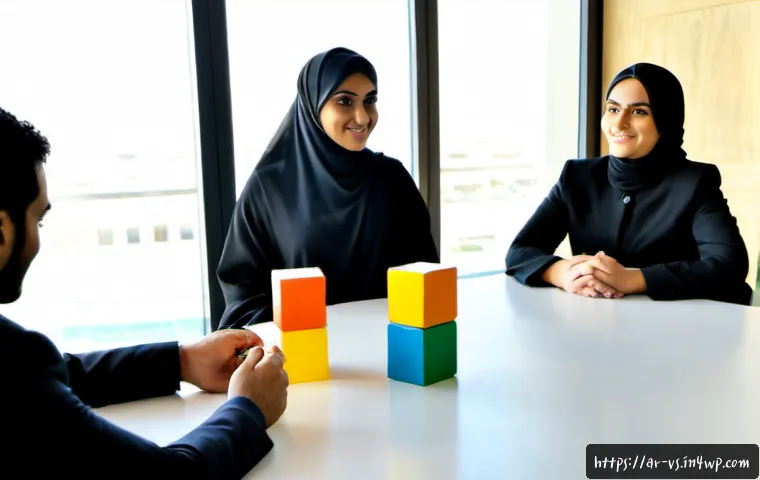심리적 안전과 수렴적 사고의 상관관계 - Photorealistic contemporary Arab workplace in Dubai, diverse Middle Eastern team seated in a bright ...